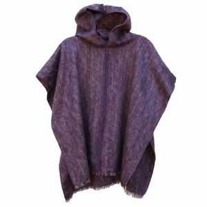 Heather Purple 100% Alpaca Poncho, Large